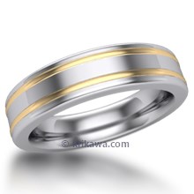 Double Striped Two Tone Wedding Ring 